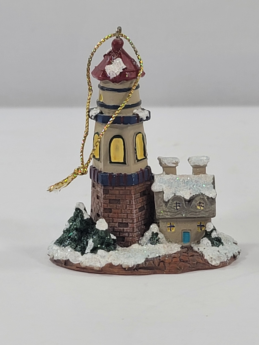 Vintage Lighthouse And Cottage Christmas Ornament